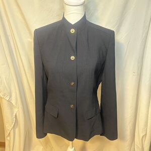 Calvin Klein Black Luxe Button Snap Fitted Blazer Jacket Womens Designer